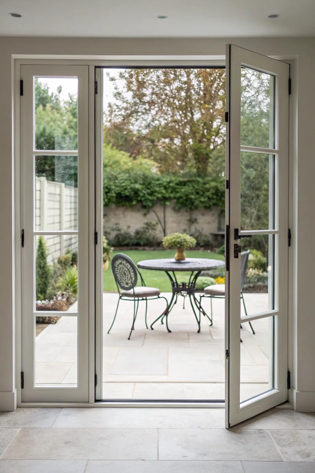 Doors with slender frames providing a sleek, uninterrupted view.