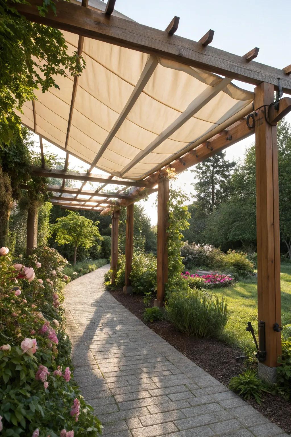 Enjoy flexible shade with a retractable canopy pergola.