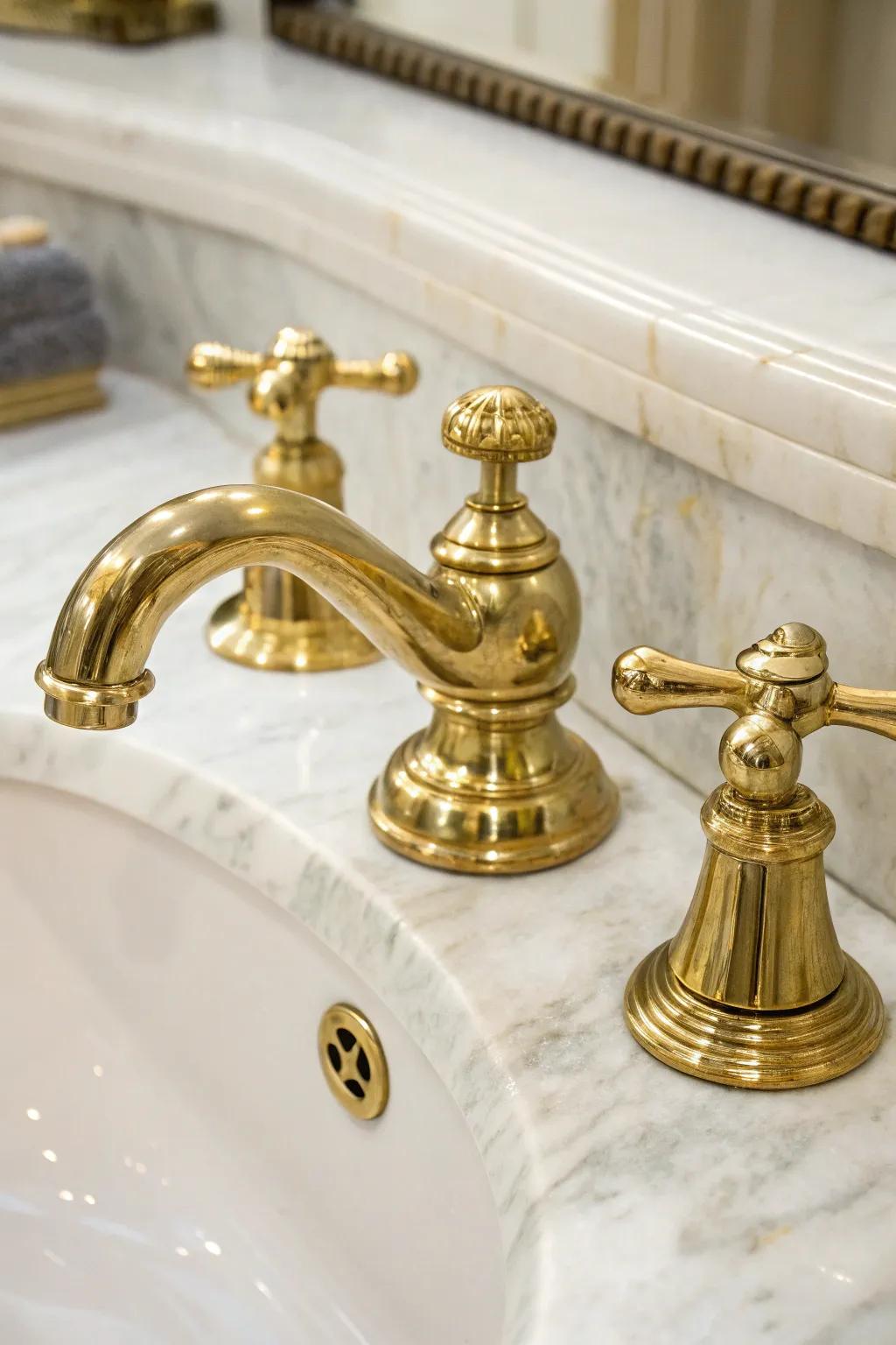 Gilded hardware evokes an antique charm with a modern interpretation.
