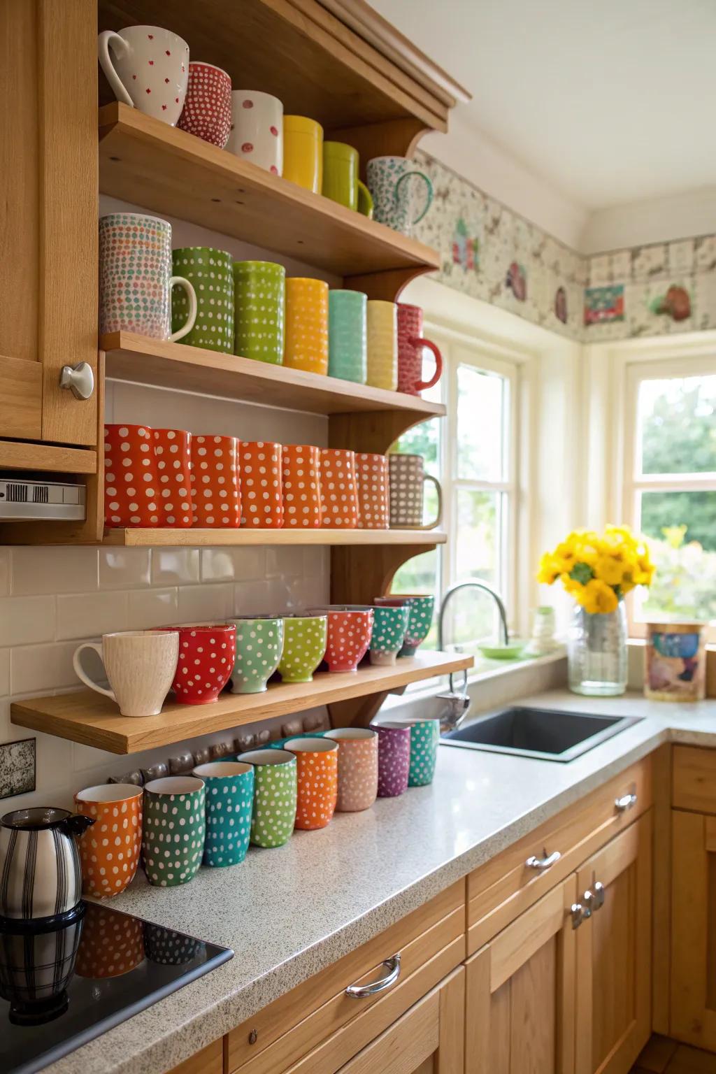 Show off your mugs proudly on open shelves.