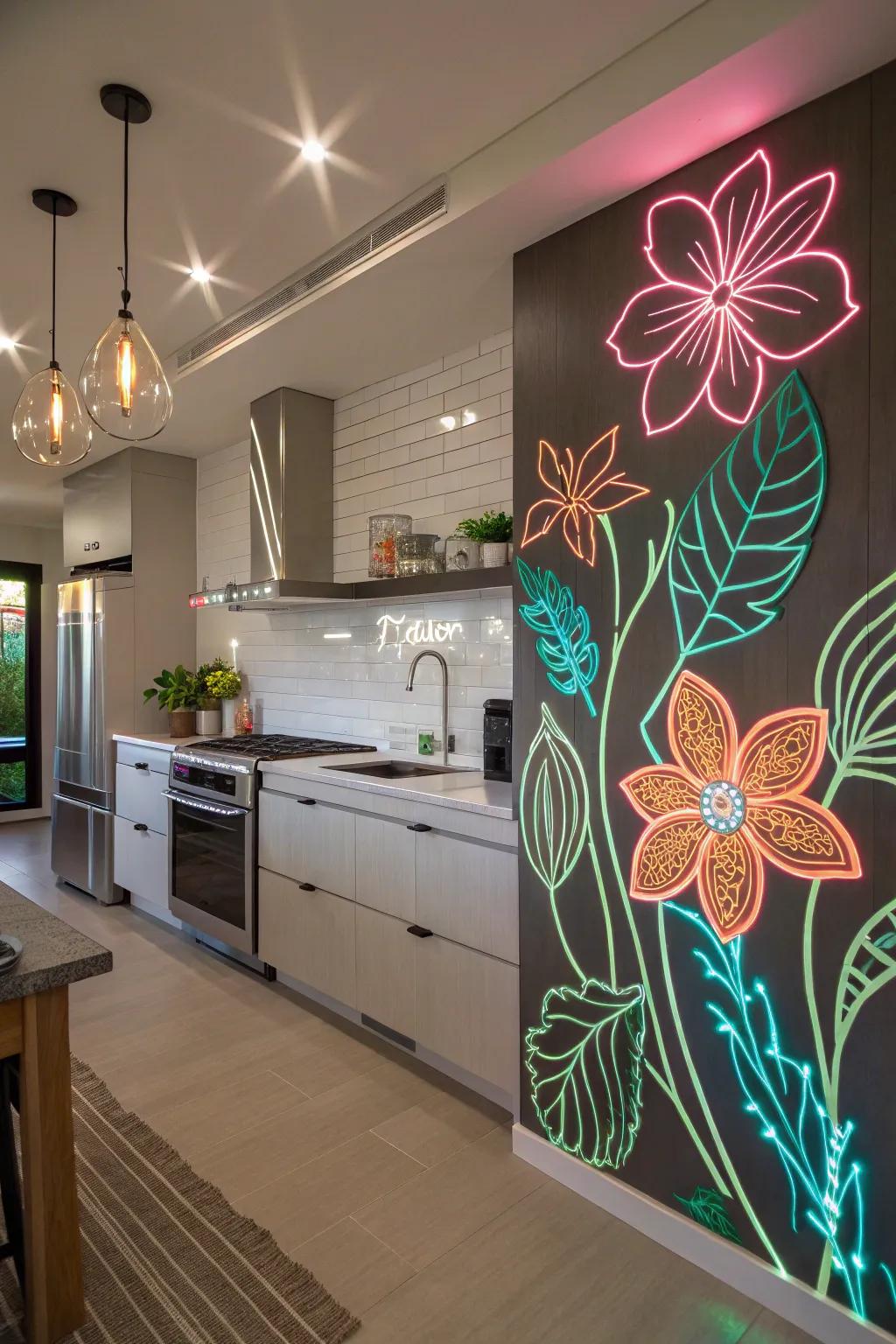 Floral beauty reimagined in neon.