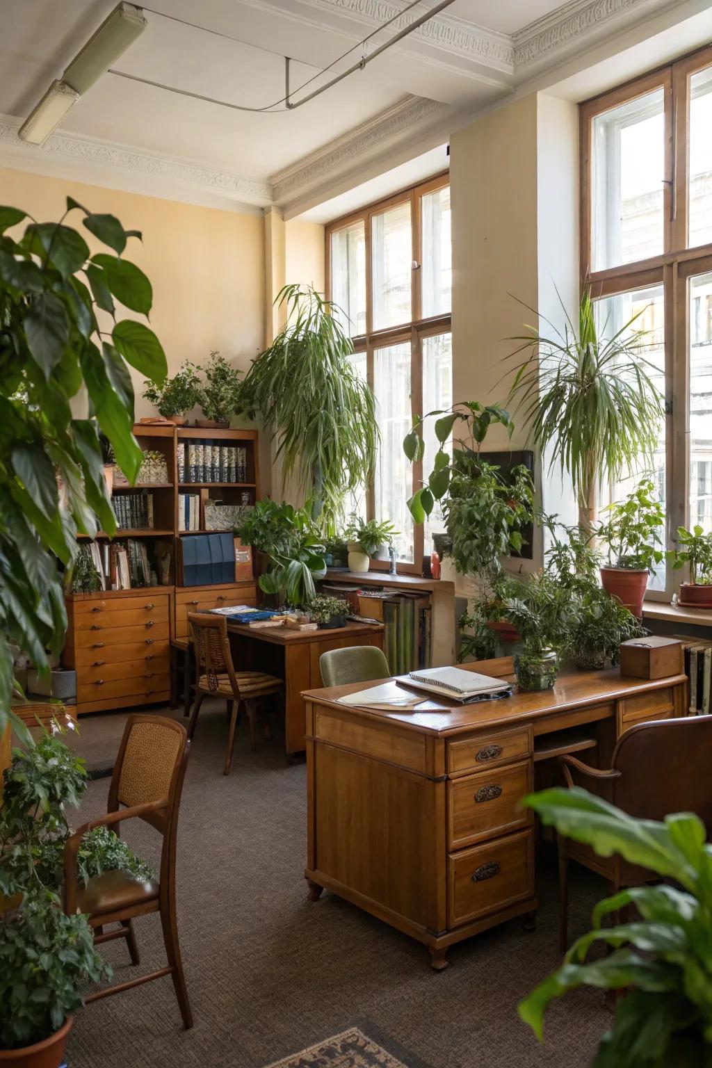 Greenery infuses life and tranquility into any office.