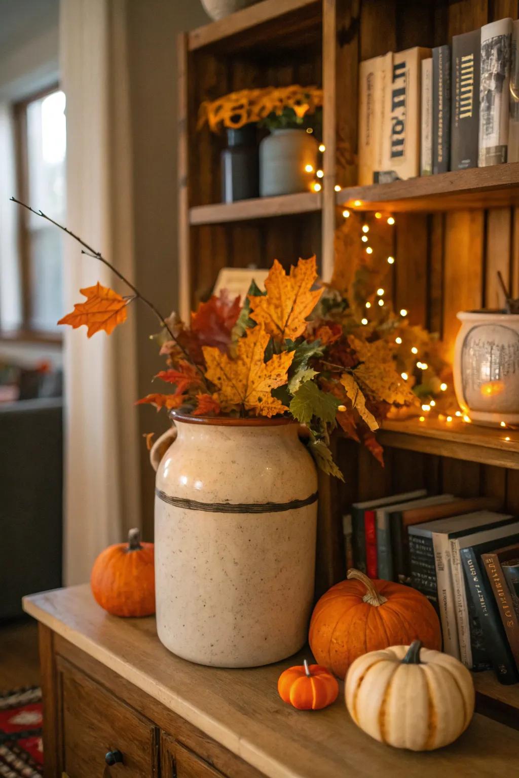 Seasonal decor inside a vessel brings festive vibes to your home.
