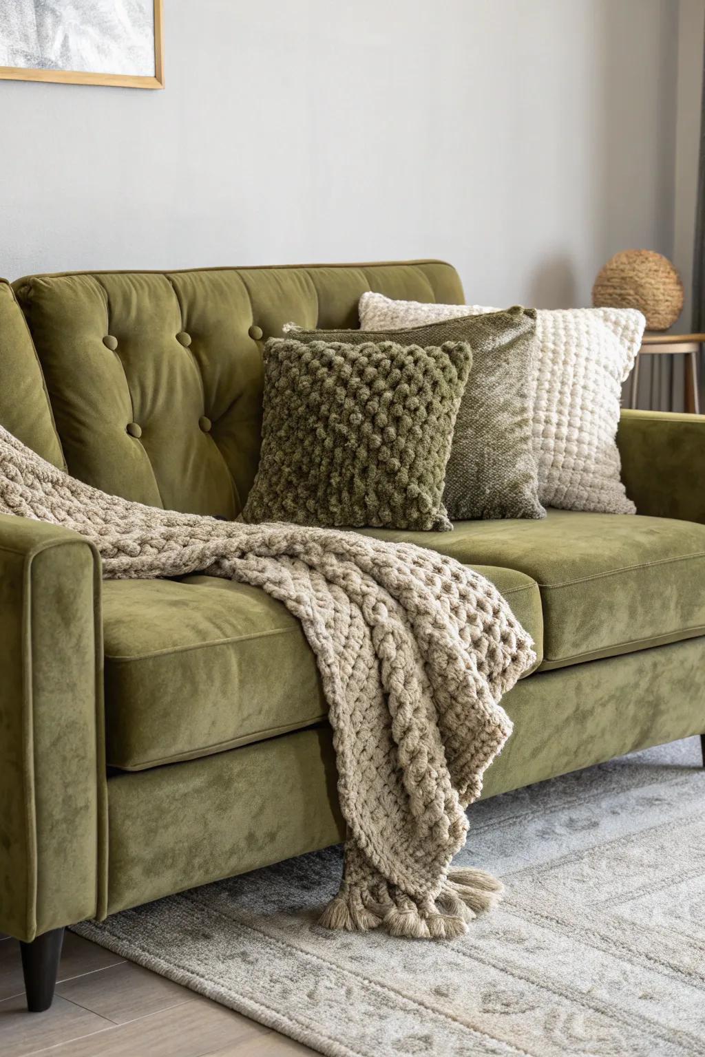 Textural weaves introduce depth and coziness to a living space.