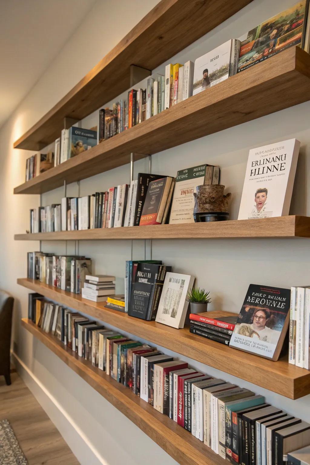 Elevated platforms enhance depth and visual interest in your book arrangement
