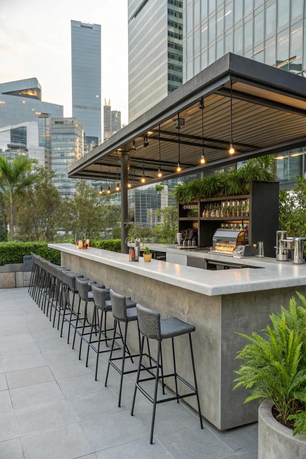 Modern design meets outdoor living with sleek materials.