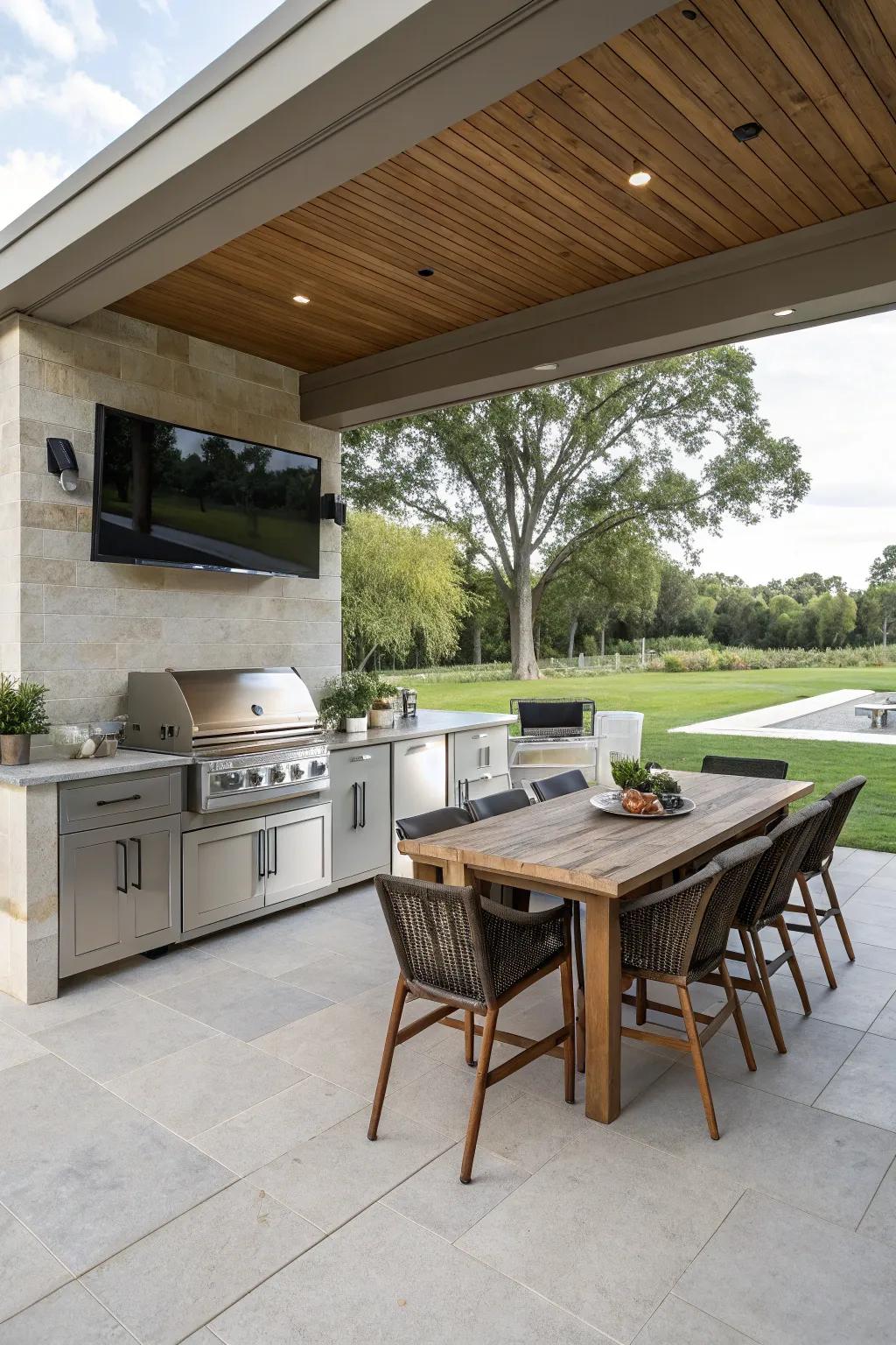 A swivel TV mount enables flexible viewing angles, improving your outdoor entertainment experience.