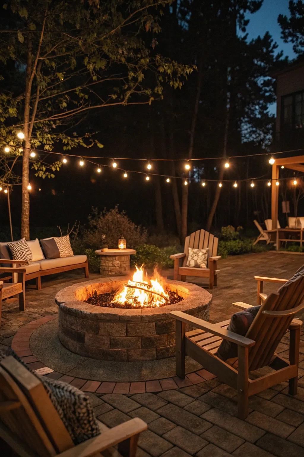 Using a well-lit outdoor heater, create a comfortable gathering spot.