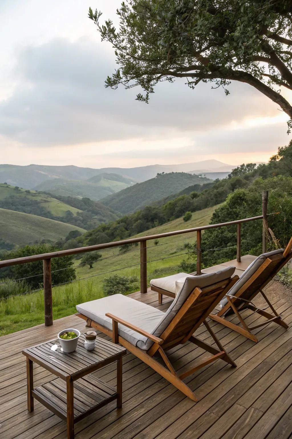 An elevated patio with scenery provides an ideal escape in your outdoor sanctuary.