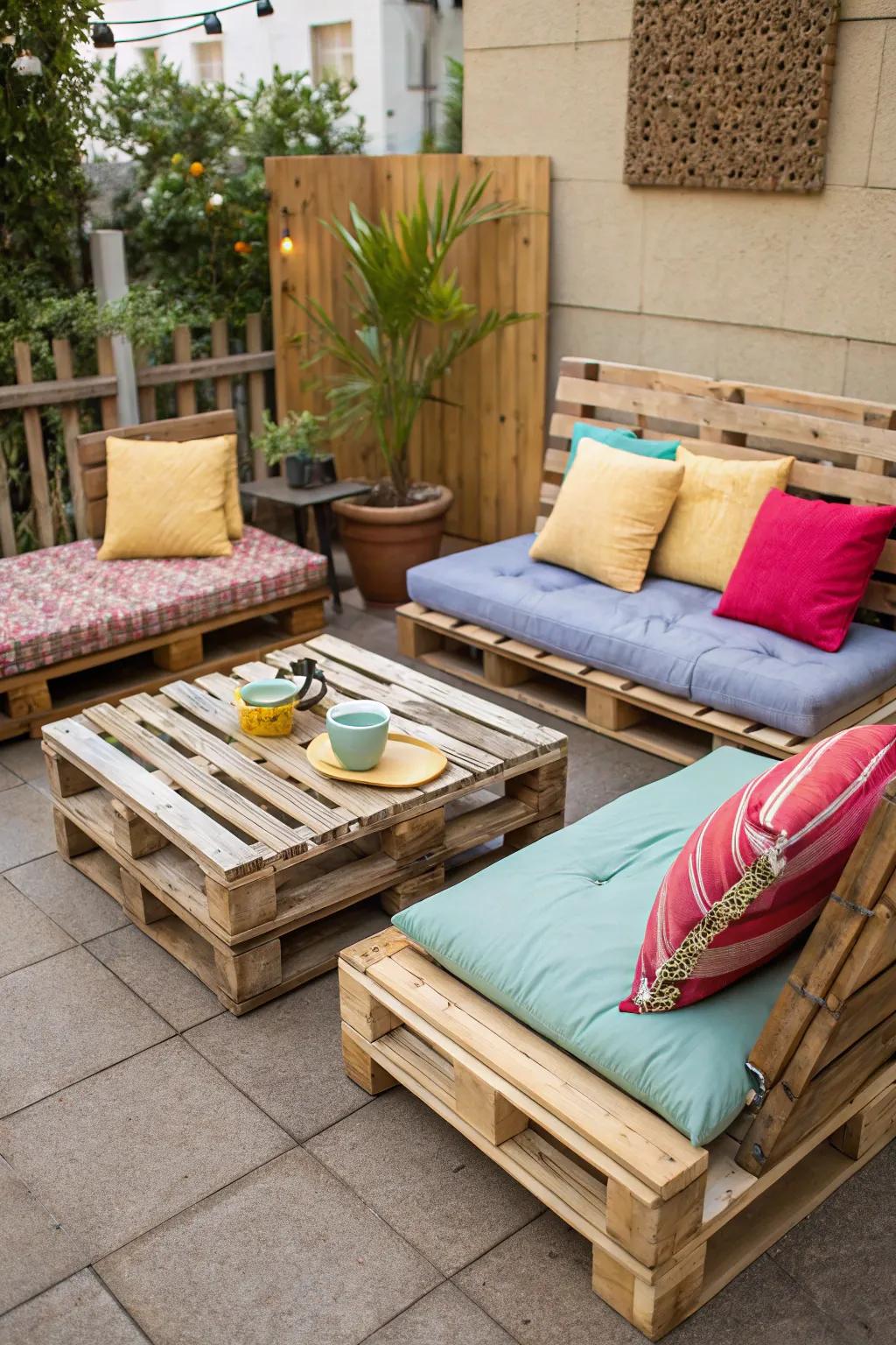 Pallet seating delivers adaptability and charm for innovative outdoor spaces.
