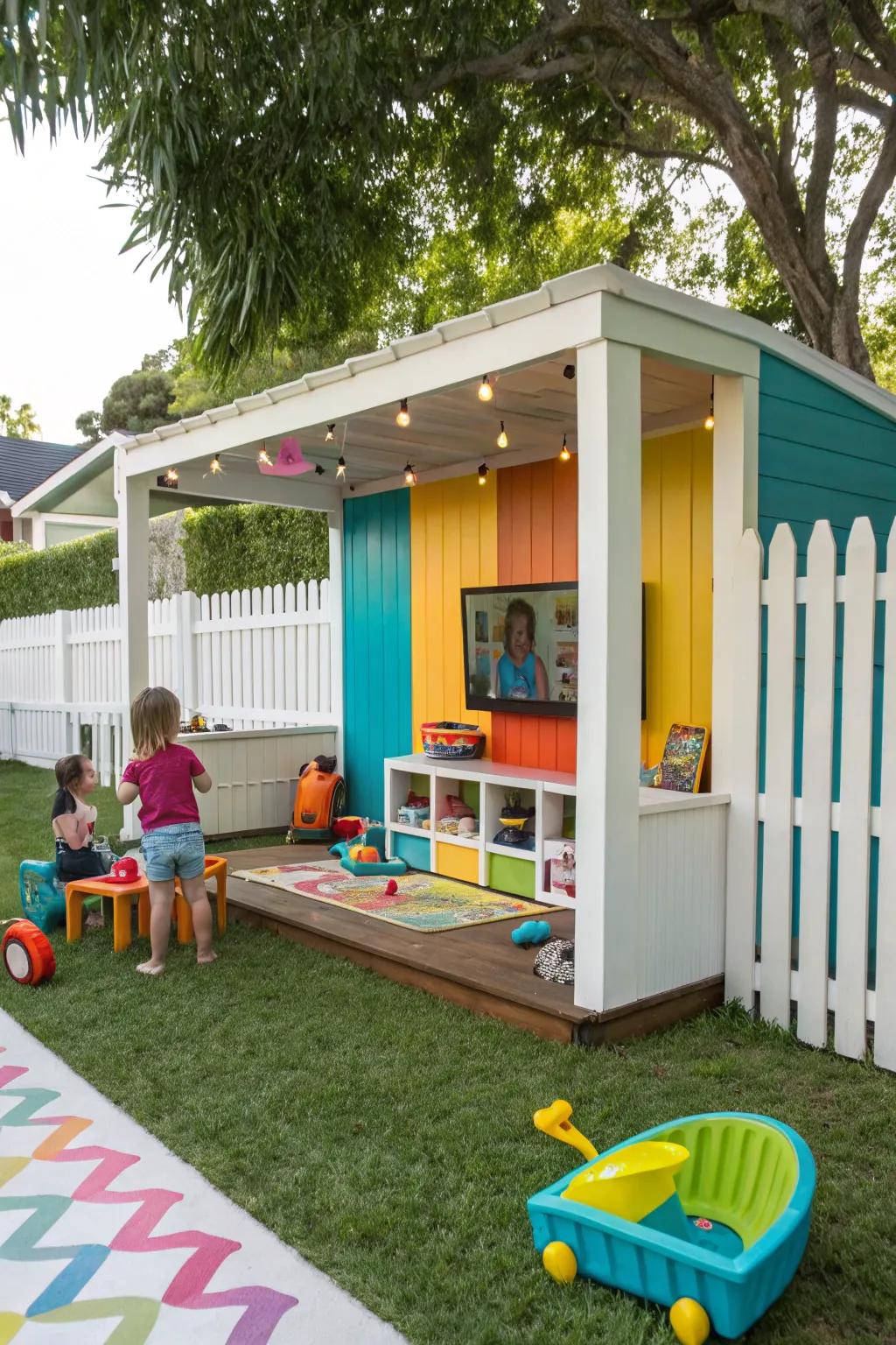 Establish a vibrant zone for all the family using a lively TV enclosure.