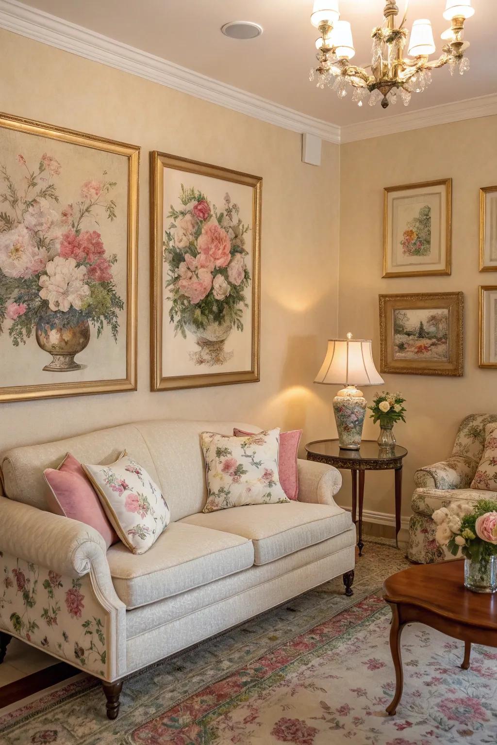 Vintage floral designs bring a timeless elegance to your home.