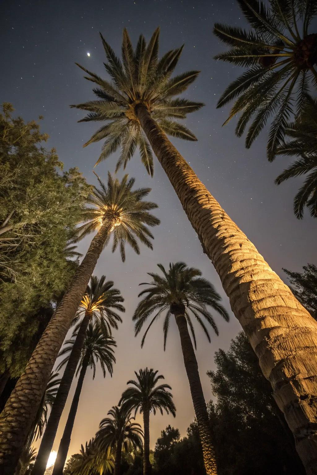 Amplify your palm trees using dramatic up-lighting.
