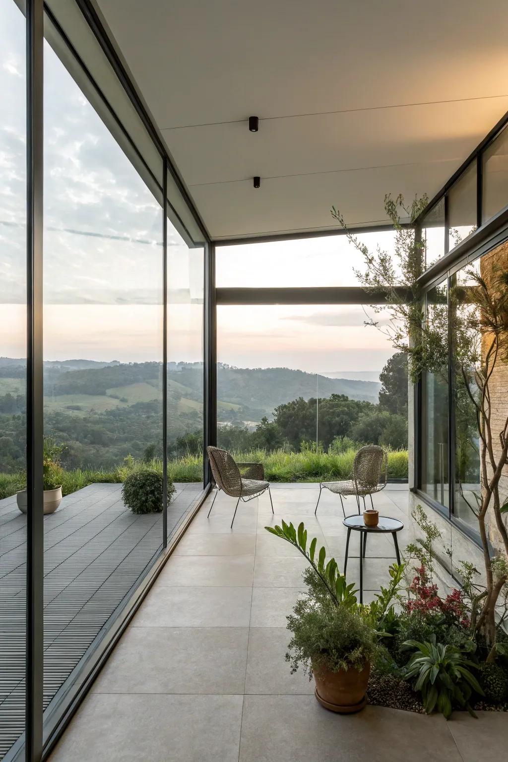 A glass enclosure providing pristine views and refined elegance.