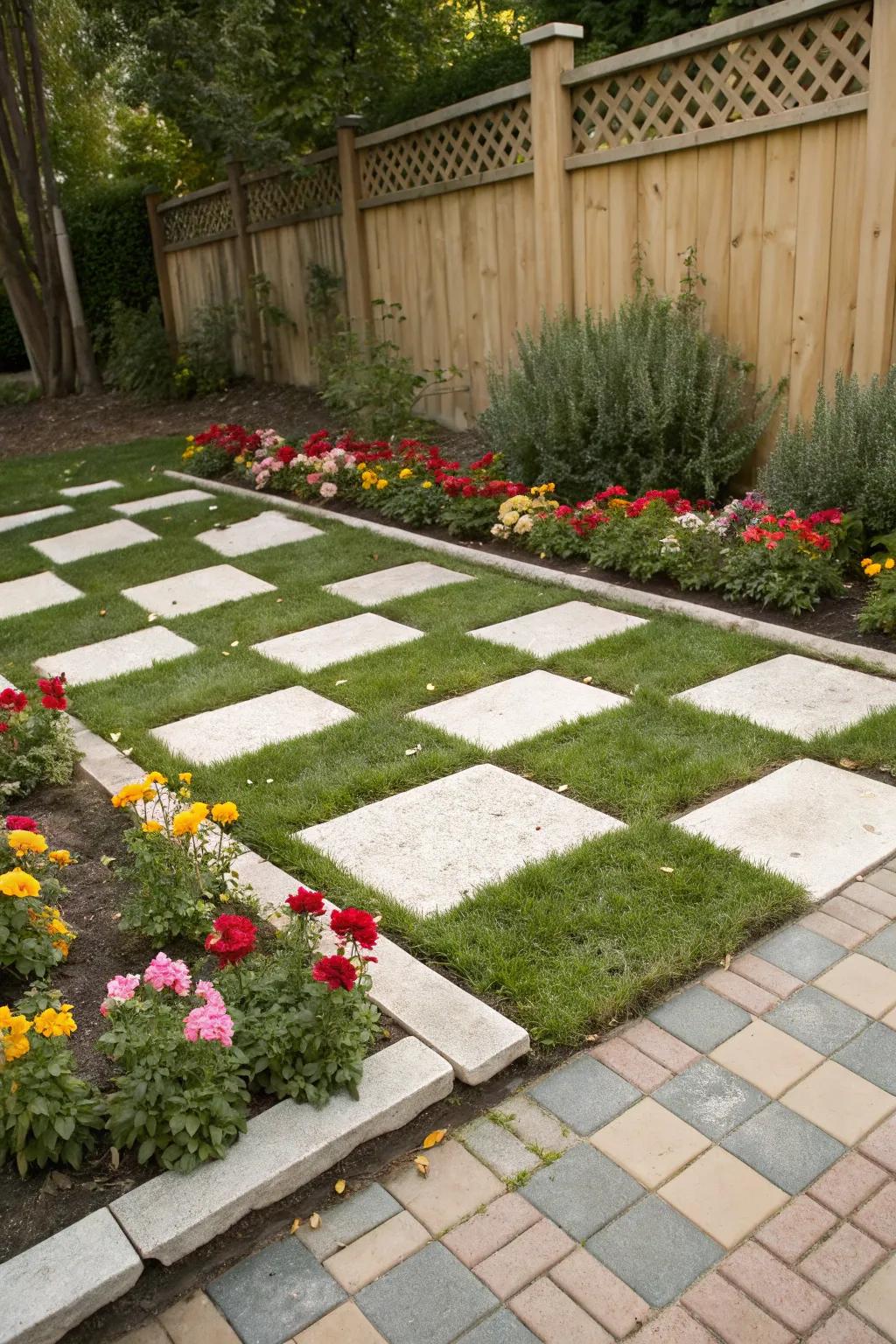 Checkerboard designs present a playful twist on traditional layouts.