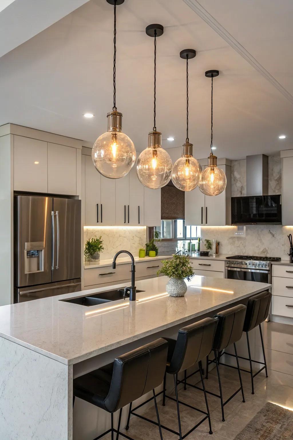 Cluster pendants make a striking statement in any setting.