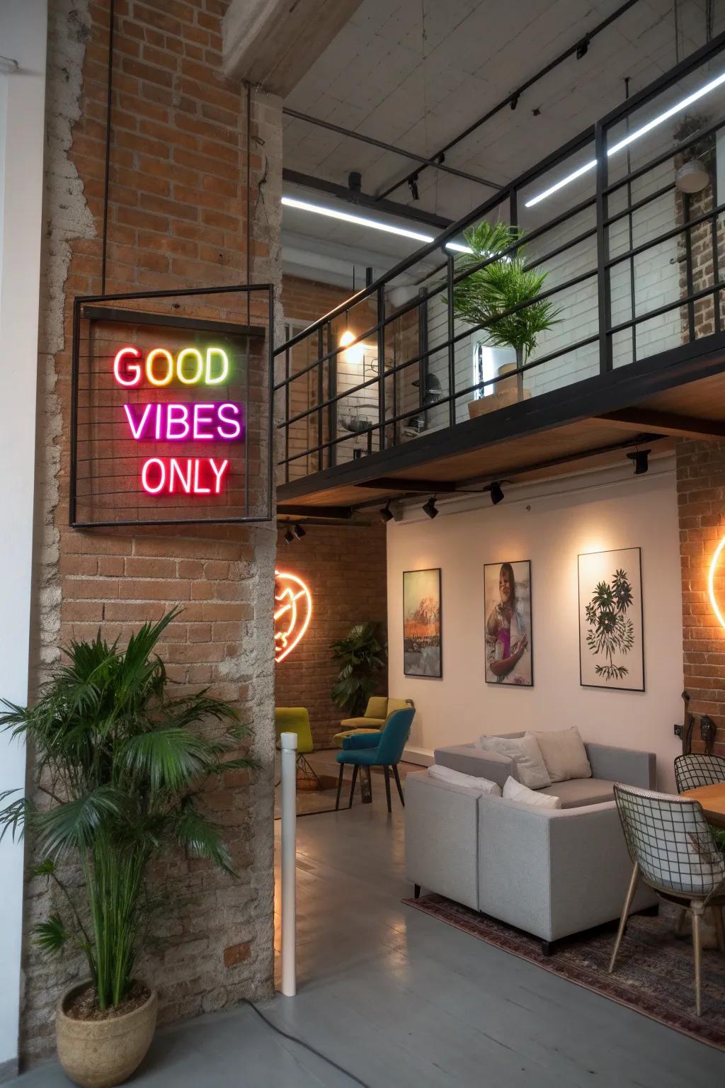 Neon signs with playful phrases, injecting contemporary flair into any photo op wall.