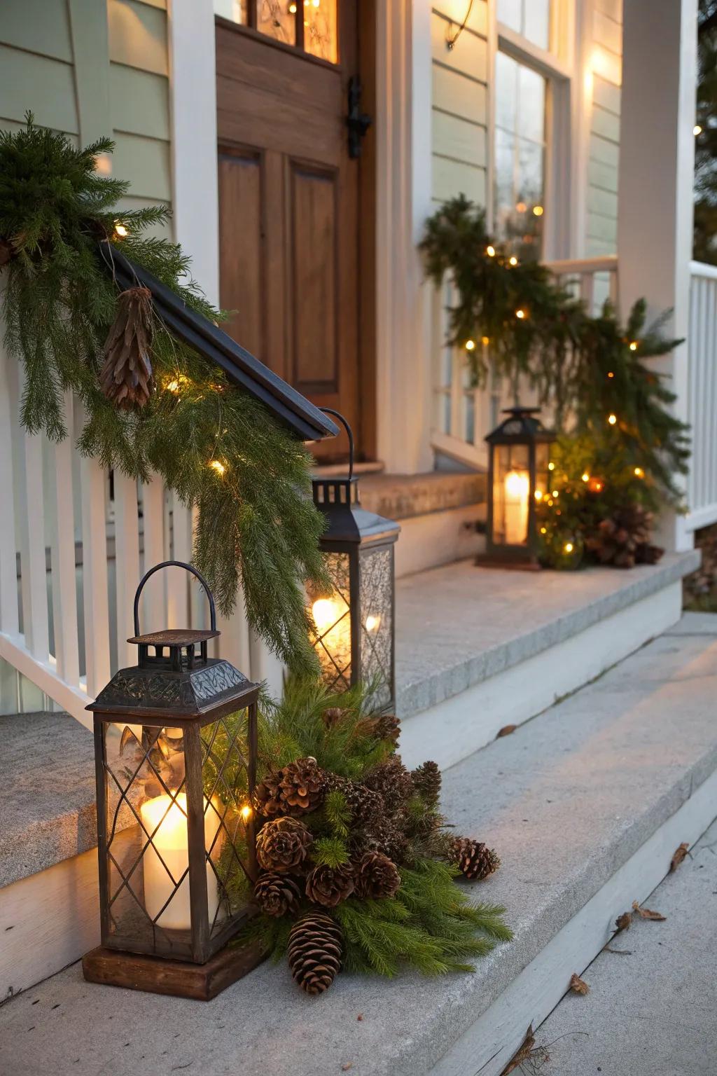 Embellish lanterns with festive fillings to give off a welcoming holiday gleam.
