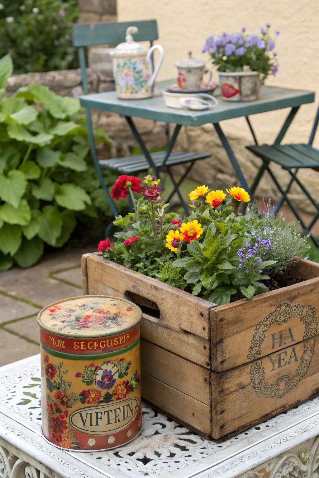 Reuse everyday items into charming containers.