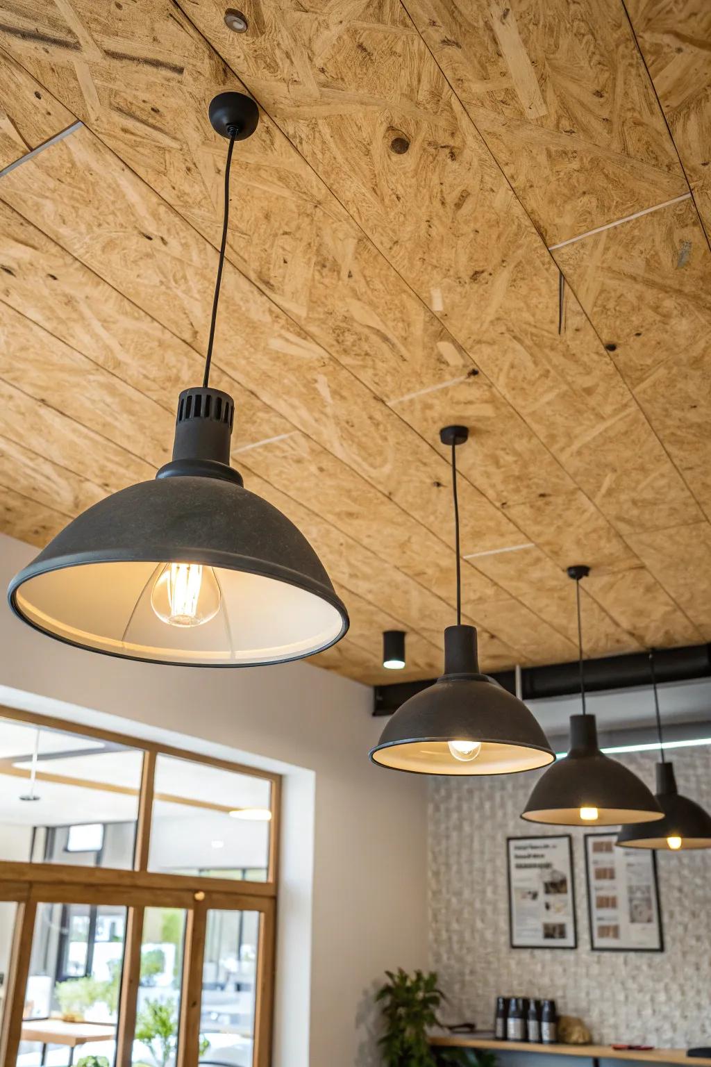 A wood panel ceiling elevates both the style and sound quality in this setting.
