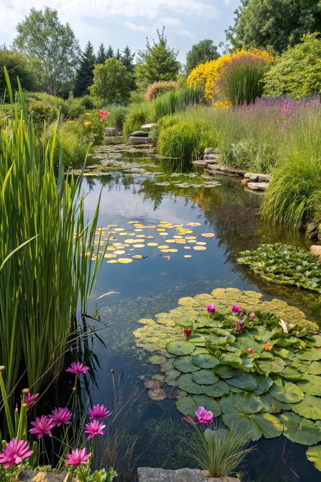 Water-dwelling flora infuse life and vibrancy into your pond stream.