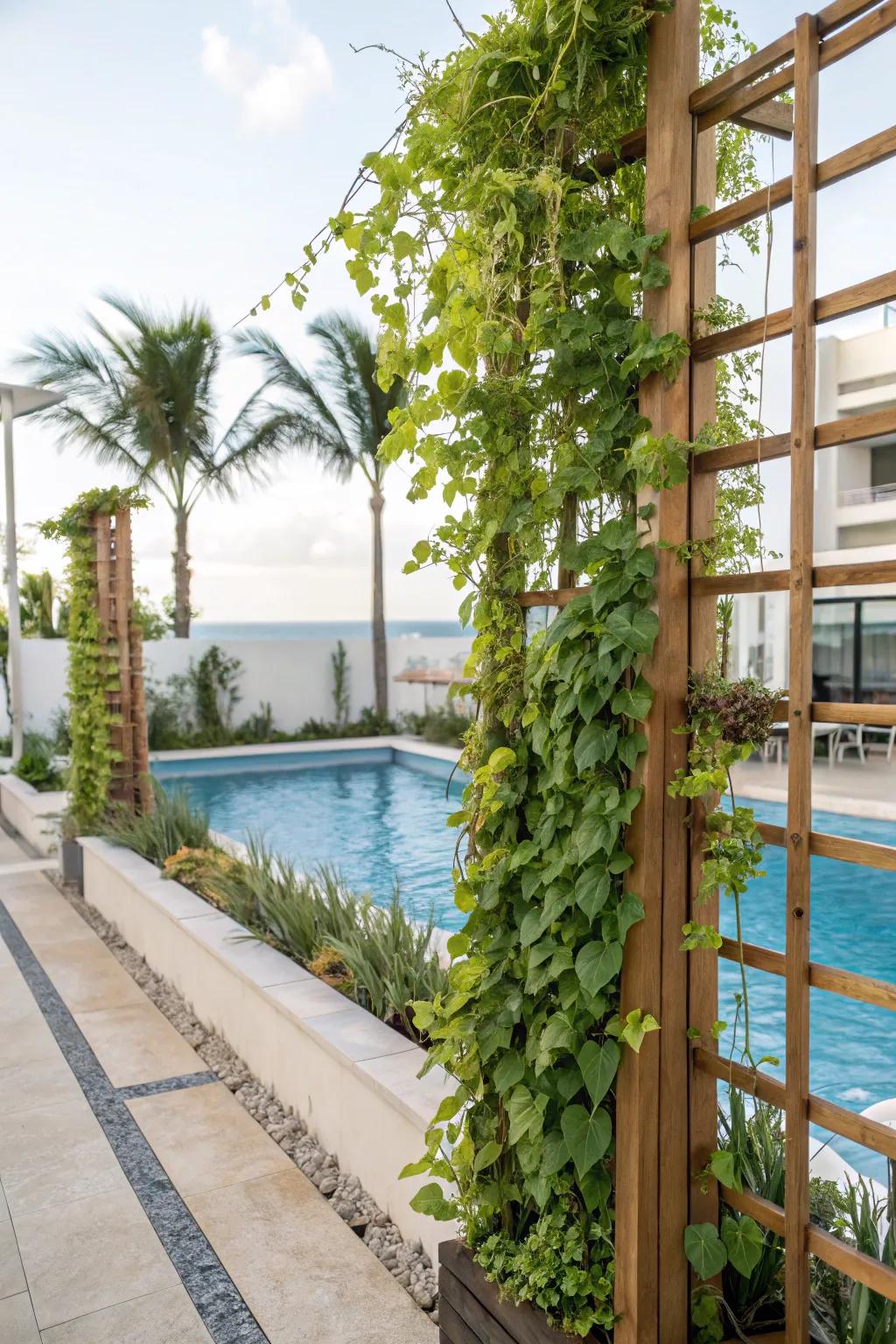 A lush vertical garden providing privacy and a touch of nature.