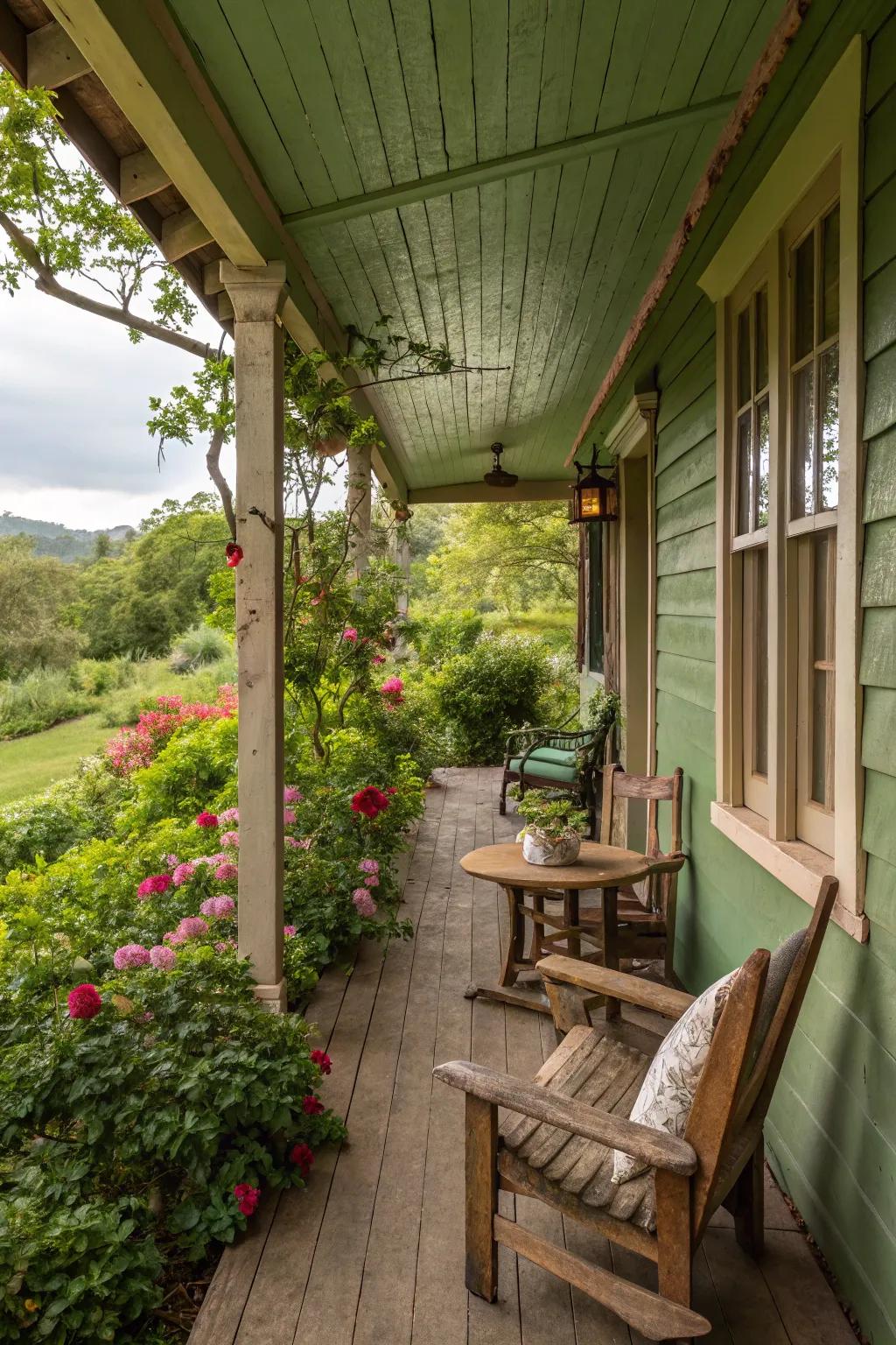 A natural leafy porch that blends beautifully with the encompassing natural scenery.