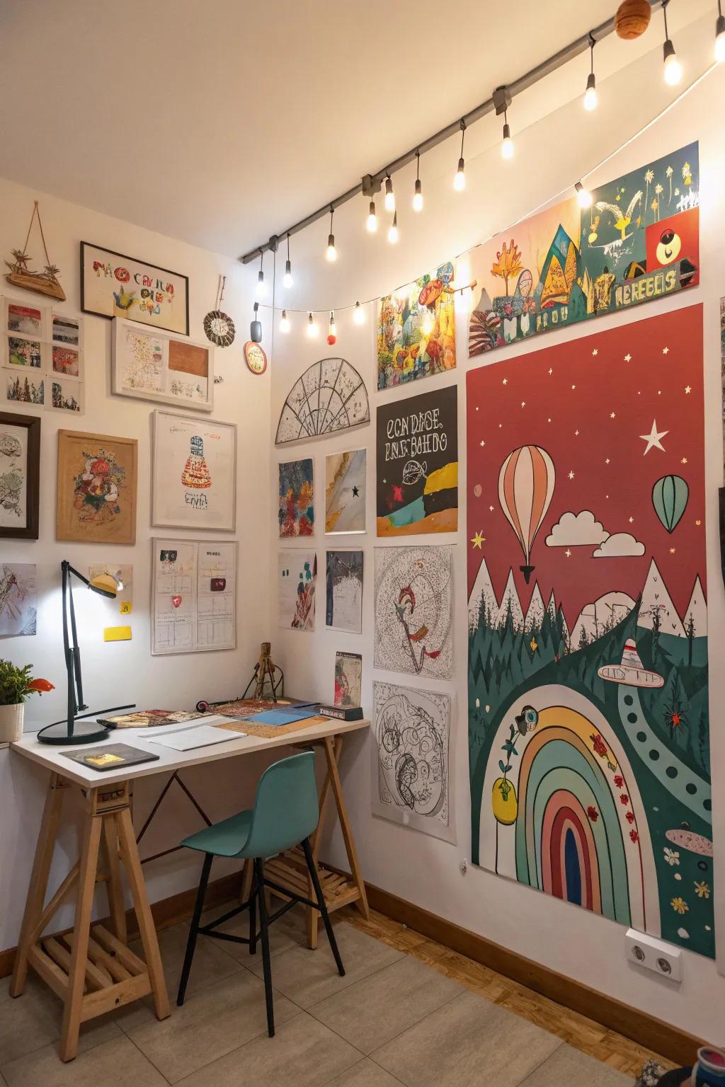 Whimsical illustrations breathe vitality into creative spaces.