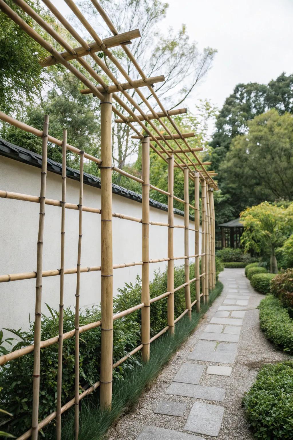 Include a hint of zen using a natural bamboo trellis.