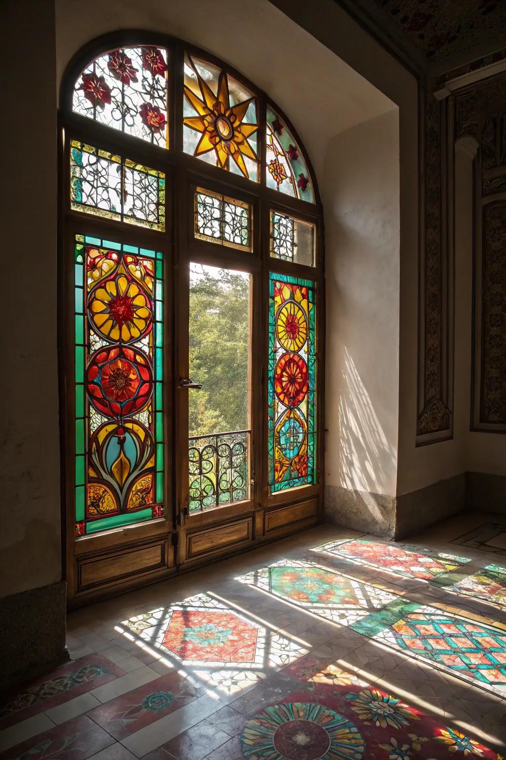 Colored glass brings beauty and privacy to any space.