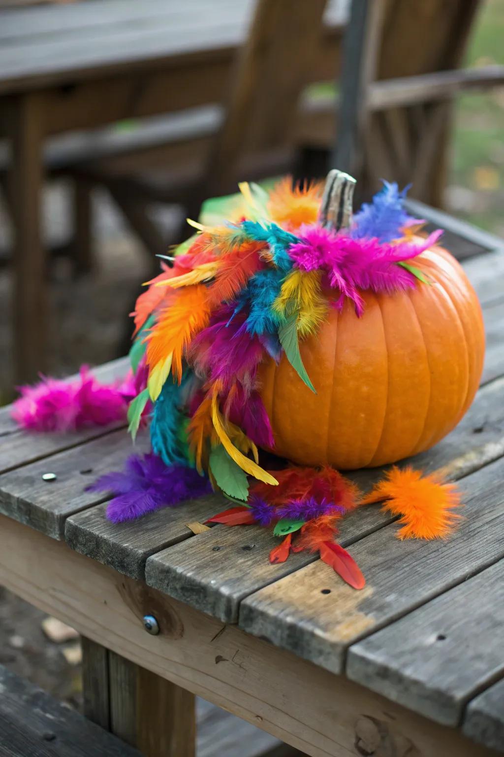 Let your pumpkin soar with a brilliant feathered design.