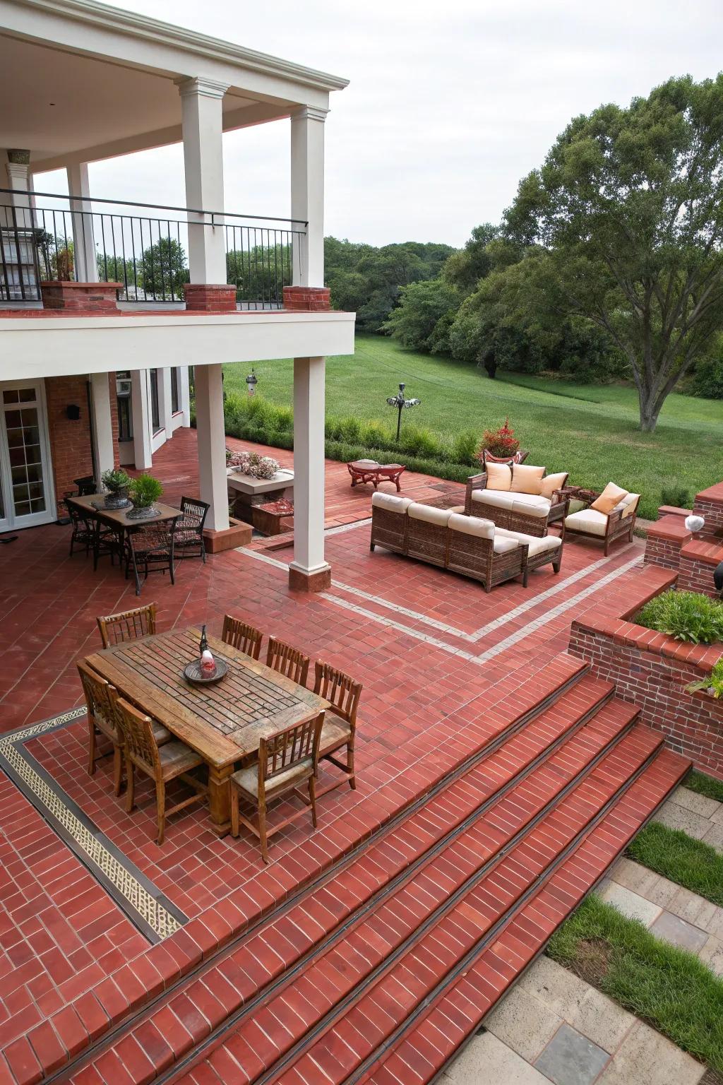 Tiered designs contribute dimension and panache to your patio.