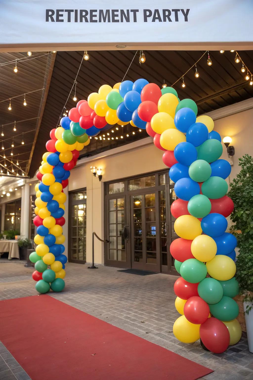 Balloon arches create a noteworthy entrance statement.