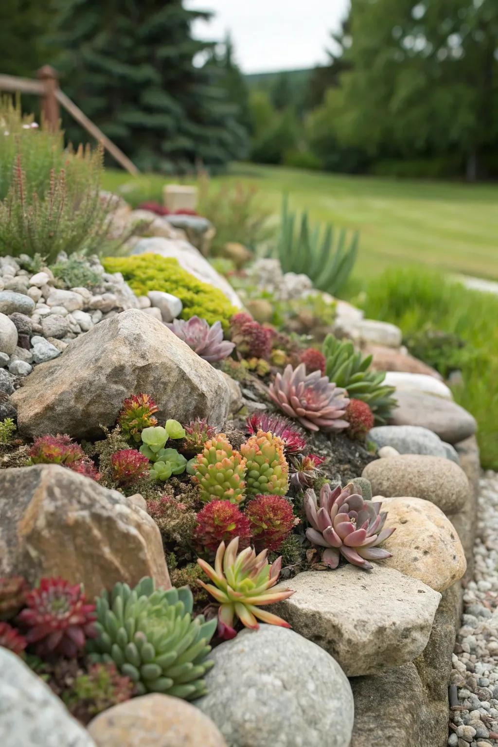 Merge flora and stones for a stunning garden.
