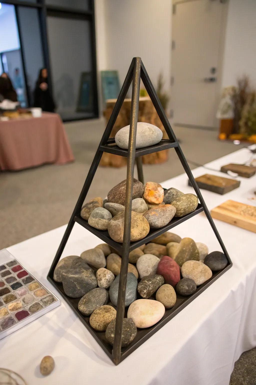 A contemporary angular piece showcasing stones