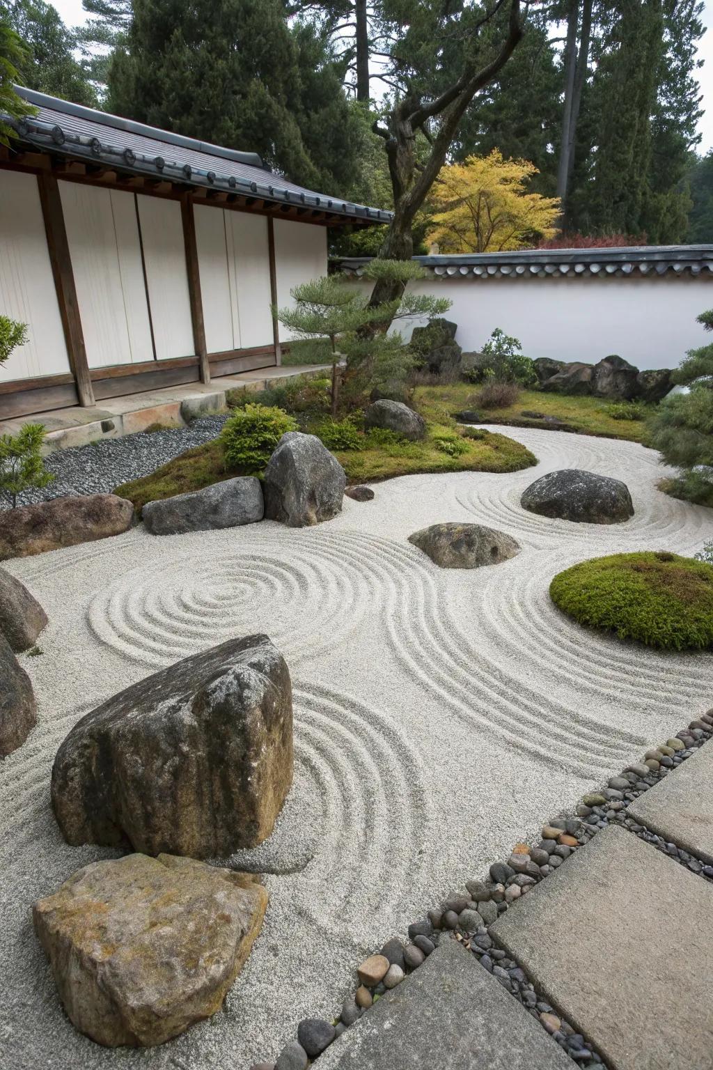 A peaceful zen rock garden for meditation.