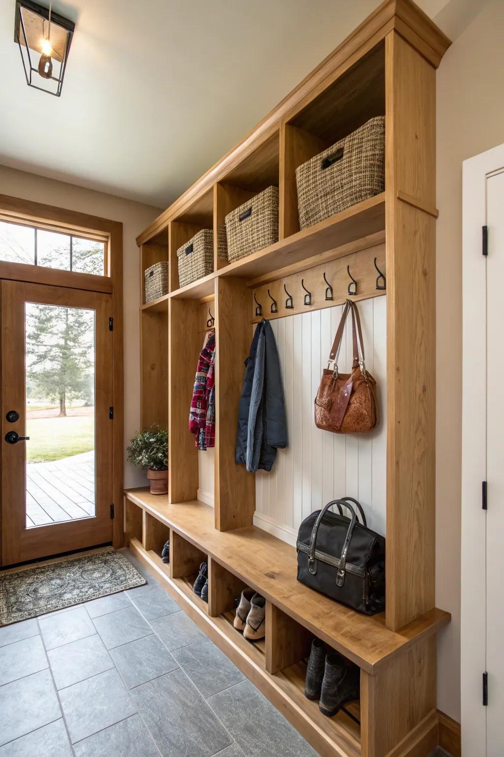 A mudroom keeps the chaos at bay with smart storage solutions.