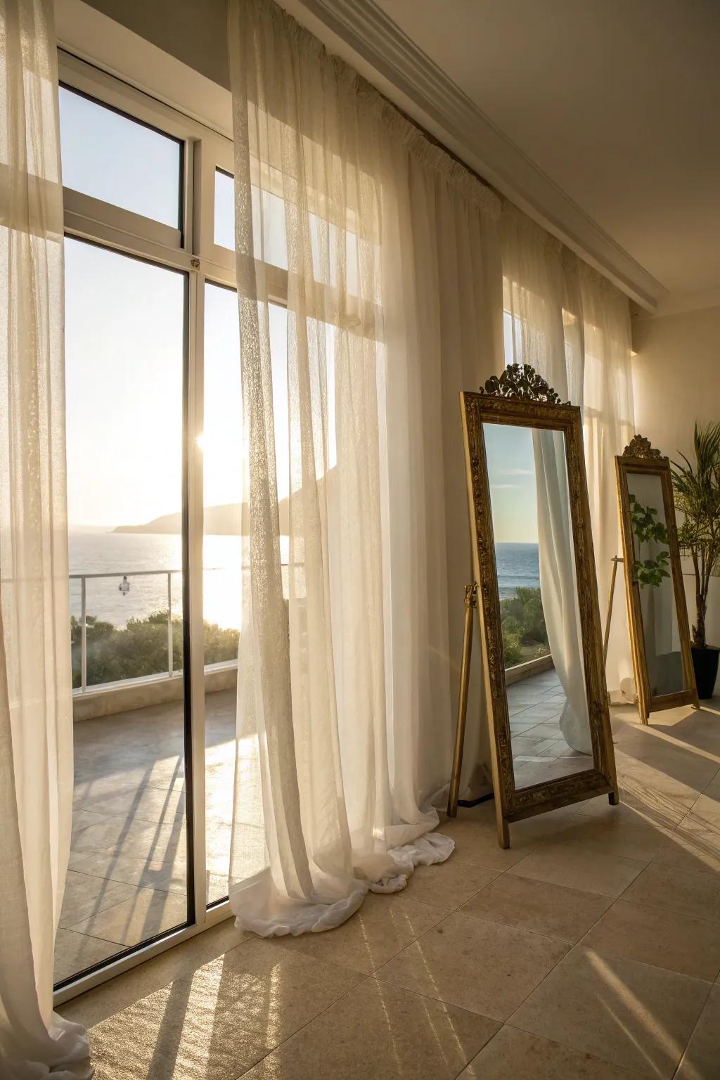 A radiant and airy room maximizing sunlight.