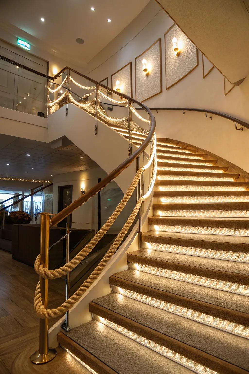 Brighten your stairs with stylish ribbon lights.
