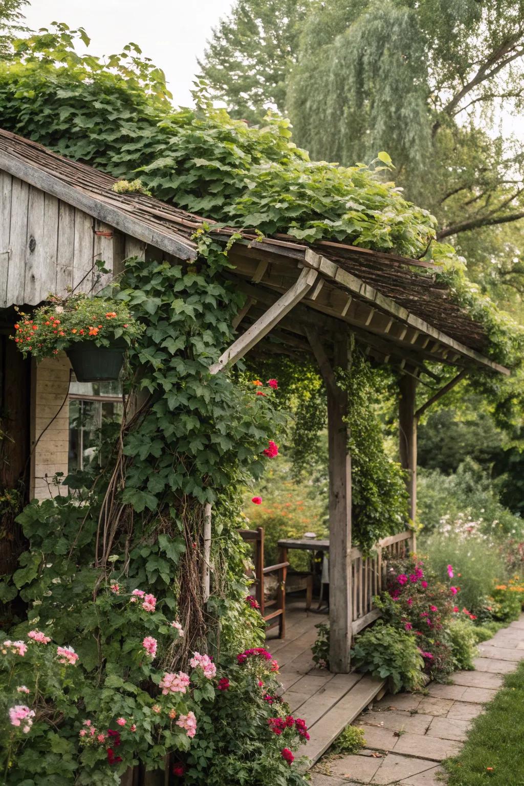 Incorporate plant life for a naturally countryside awning.