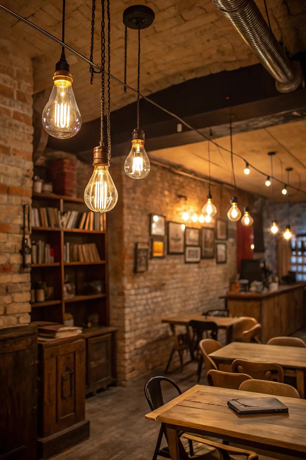 Soft lighting accentuates the comfortable mood of a rural den.