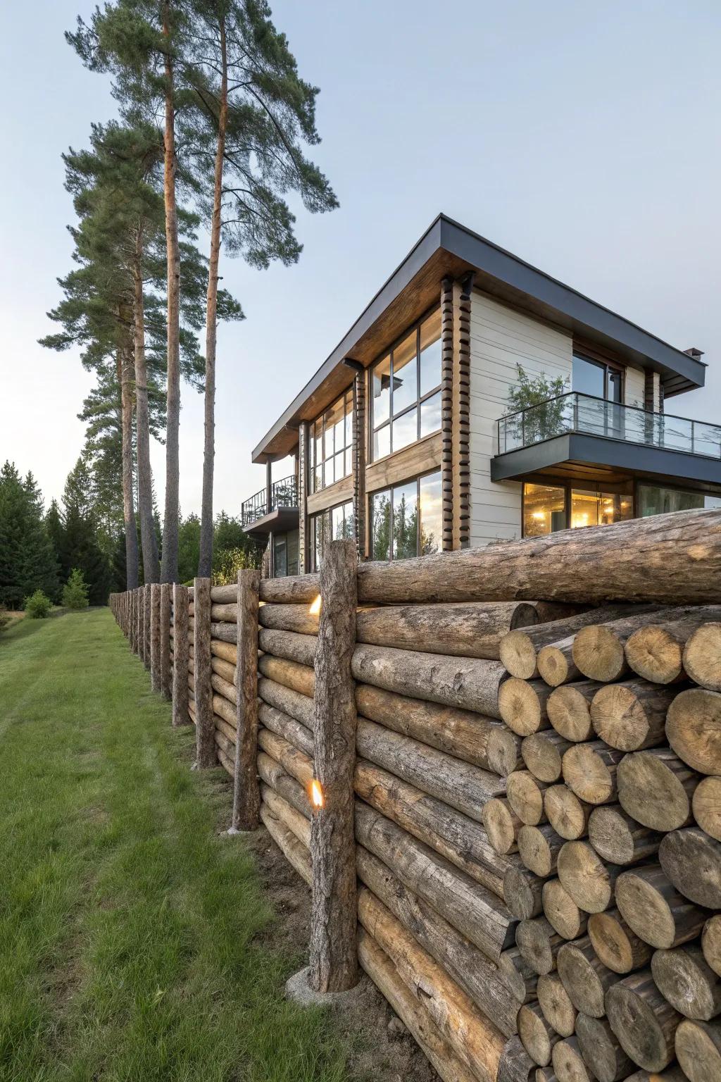 Upright timbers compose a daring and contemporary unaffected boundary, perfectly complementing modern architecture.