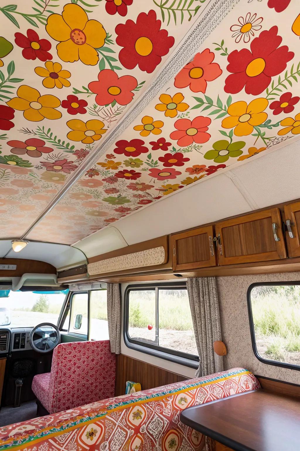 Patterned wallpaper can transform your ceiling into a vibrant work of art.