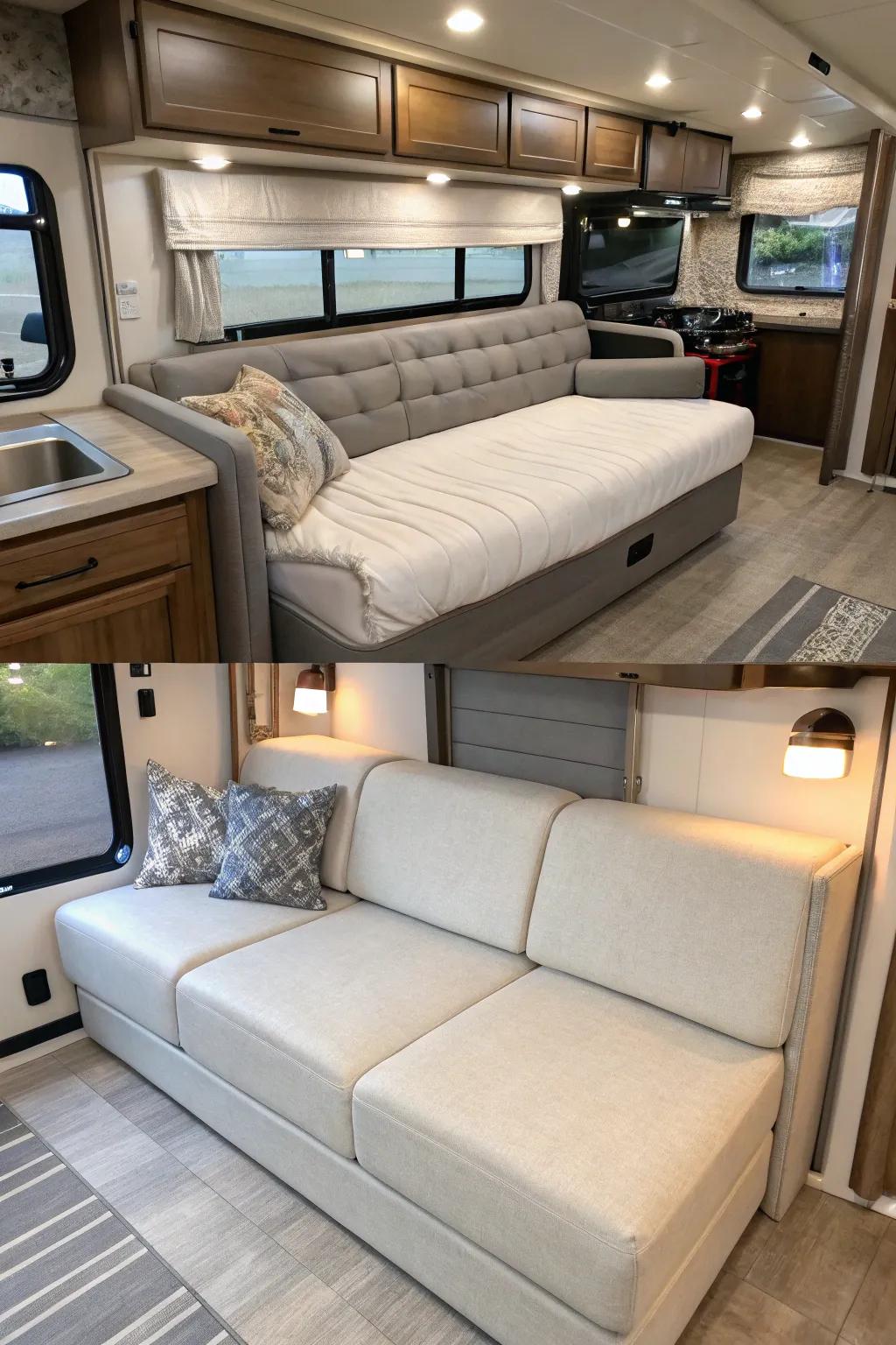 Multi-functional sofa beds make the most of available area and increase practicality.