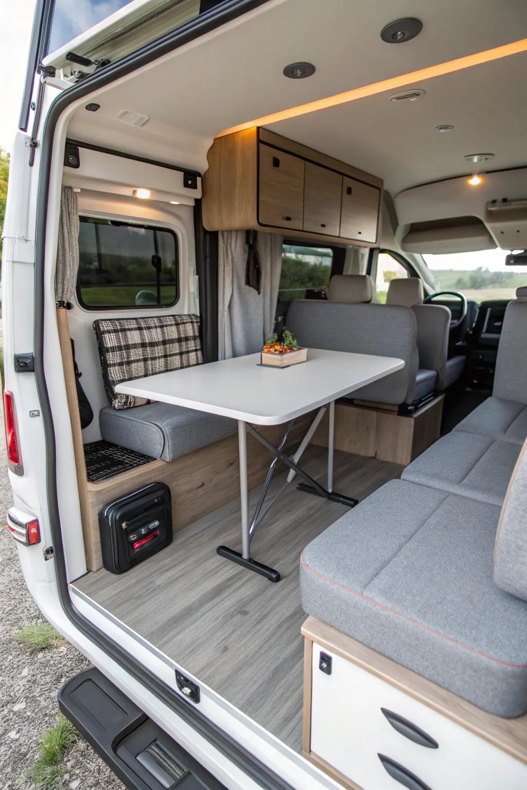 Foldable tables maximize space in your RV.