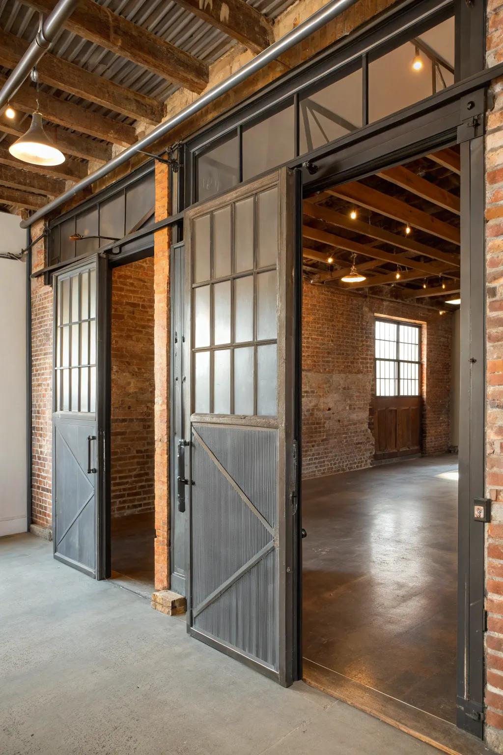 Industrial sophistication with steelweb swinging doors.