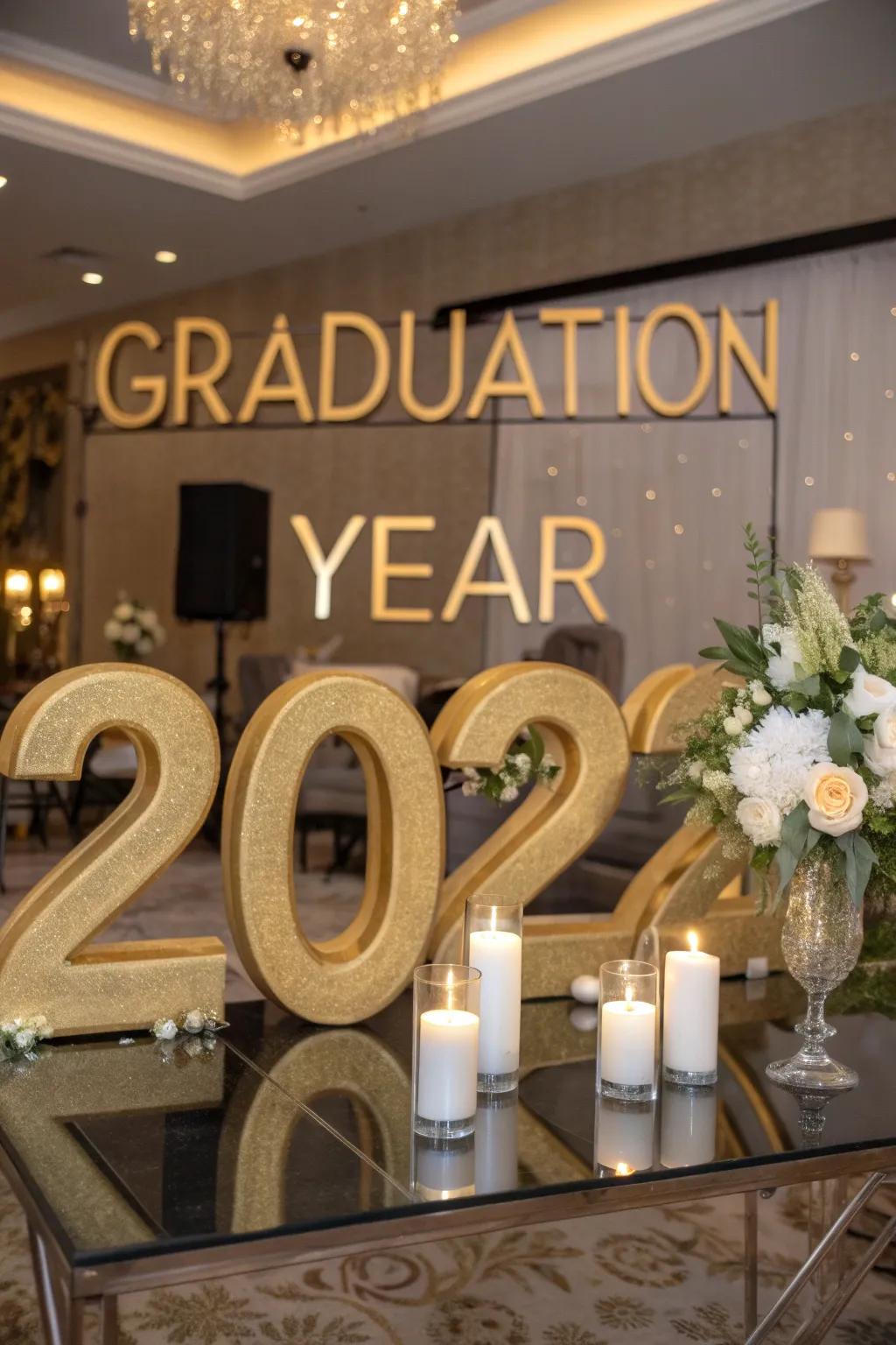 Emphasize your milestone year with dazzling golden numerals.
