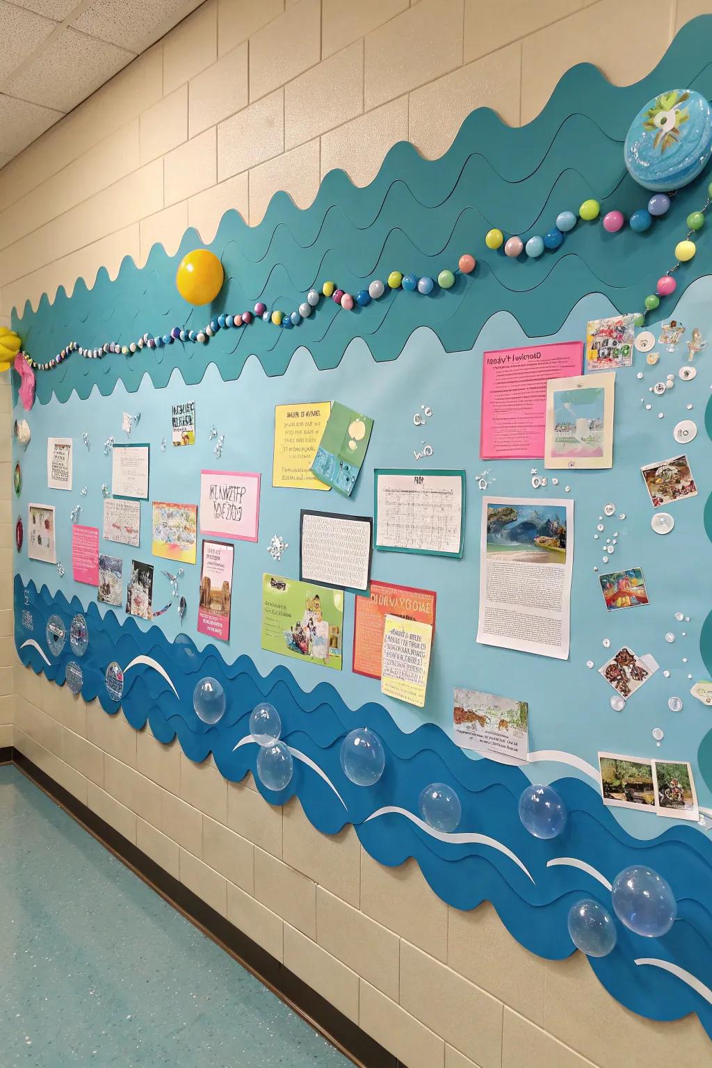 Infuse movement into your board using wave and bubble motifs.