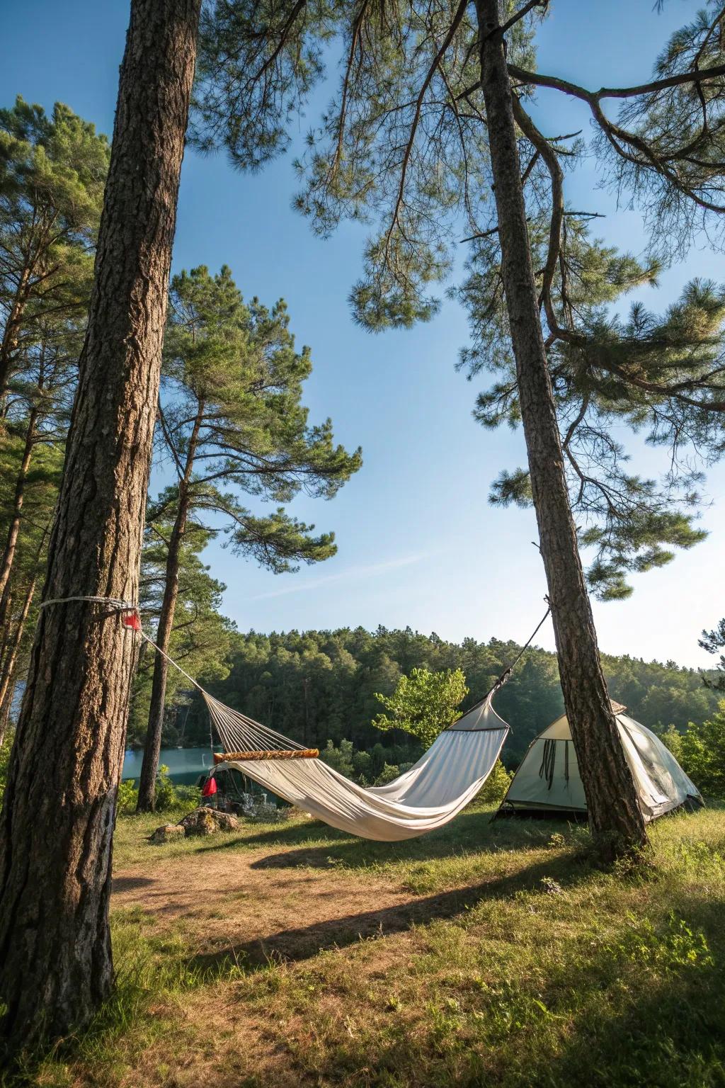 A hammock turns your campsite into a perfect relaxation haven.