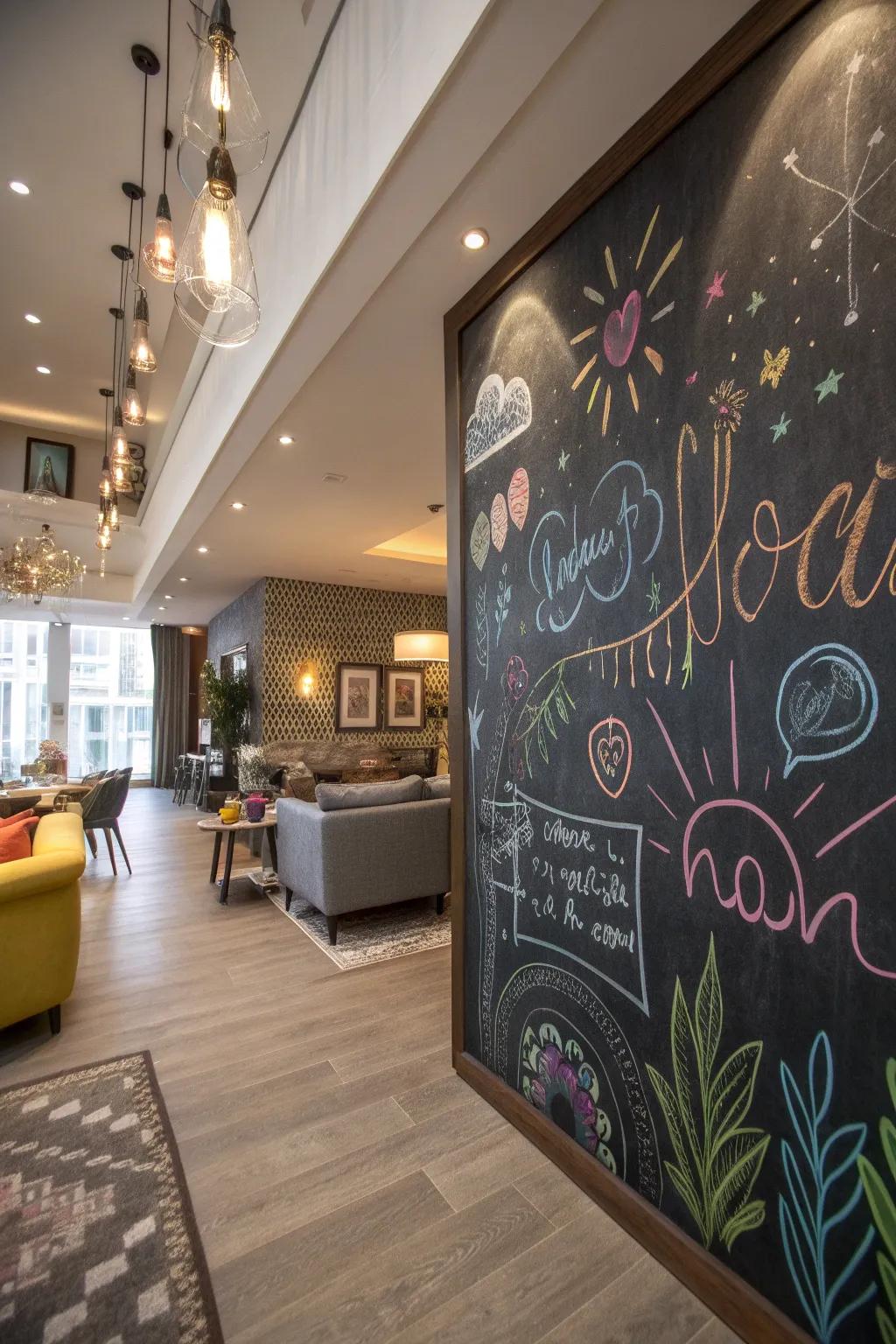 Be artistic using a modifiable blackboard selfie station.